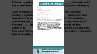 Complaint Letter About Lost or Stolen Vehicle from Parking Premises [upl. by Ahsienel856]