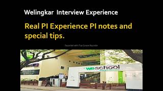 welingkar Interview  We school PI  welingkar PGDM real PI experience 2022 [upl. by Harle112]