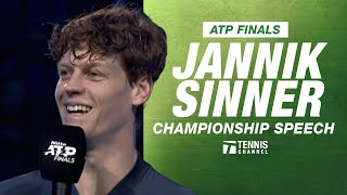 Jannik Sinner ATP Finals Champion Speech  2024 ATP Finals Championship [upl. by Stine547]