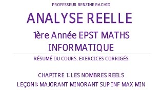 EXERCICES ANALYSE 1ERE ANNEE CHAP1 LECON1 [upl. by Yema]