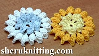 Crochet Flower EarringsHow to Folded Petals In Center and Around [upl. by Analrahc668]