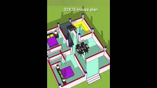 30X35 House plan construction building 2delevation homedesign 2bhkhousedesign 3dhomeplan [upl. by Pizor]