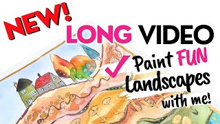 4 hrs of EASY Whimsical Landscape Painting TUTORIALS continuous FUN [upl. by Warren]