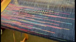 Clasped Weft weaving on a rigid heddle loom [upl. by Hairim632]