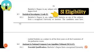 ELIGIBILITY STATISTICAL INVESTIGATORS 👍SSC CGL 2021✅GRADE 2 [upl. by Karon]