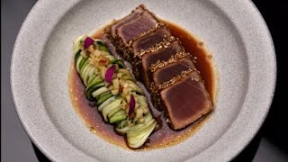 Tuna tataki with zucchini salad recipe [upl. by Norrab474]