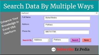 Excel VBA Userform Search and Display  Search Button [upl. by Ainaled]