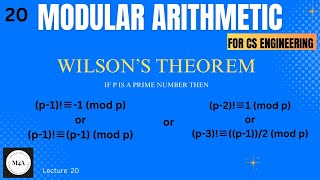 Wilsons TheoremModular ArithmeticTo find the solution ofp11mod p22mats11DrSujata T [upl. by Gnoy40]