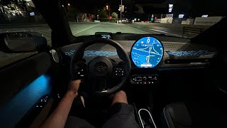 Mini Cooper SE 2024 Night Test Drive POV  Ambience Binaural Sound [upl. by Kinom]