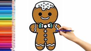 How to draw a sweet gingerbread man step by step for kids and toddlers [upl. by Hebe234]