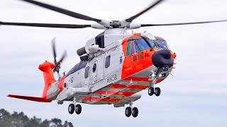 Norwegian Air Force Leonardo AW101 “SAR Queenquot  Stord airport may 2024 [upl. by Iridissa]