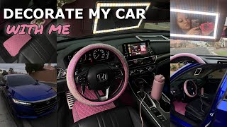 DECORATE MY CAR WITH ME  Car Wash Car Decor Haul  Car Tour ALL PINK EDITION [upl. by Idnam857]