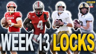 Week 13 LOCKS Best Bets Odds amp Picks for College Football  IndianaOhio State  ArmyNotre Dame [upl. by Ainslee]