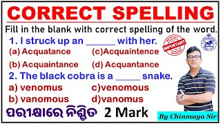 Spelling Test QuestionsCorrect Spelling in EnglishImportant For All ExamOSSCOSSSCFGRIARIICDS [upl. by Clarke]