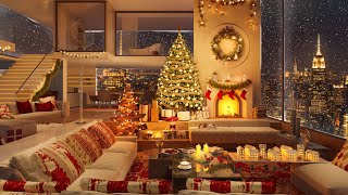 Snowy Christmas Retreat 🎄 Soothing Jazz Gentle Snowfall amp Crackling Fireplace for a Relaxing Night [upl. by Daveda22]