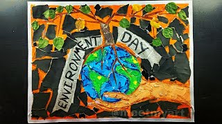 World Environment Day Collage Collage Making Ideas  World Environment Day Drawing Only One Earth [upl. by Dalia]