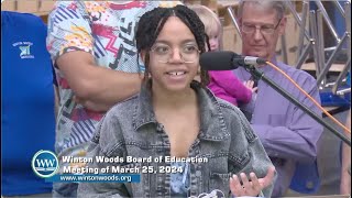 Winton Woods Board of Education Meeting of March 25 2024 [upl. by Almeida]