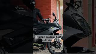 Triumph Daytona 660 cold start and stock exhaust sound daytona660 triumph [upl. by Josefa]