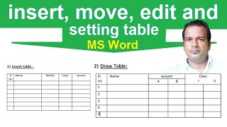 How to insert move and edit table in MS Word  Insert table and draw table [upl. by Raffo]