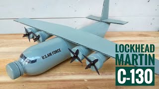 How to make Lockhead C130 Airplane from Plastic Bottle  Membuat Pesawat C130 dari Botol Bekas [upl. by Divd609]