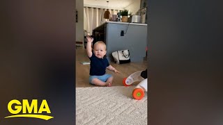 Baby has the cutest dance to I Like to Move It [upl. by Llerad]