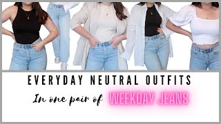 EVERYDAY NEUTRAL OUTFITS WITH ONE PAIR OF WEEKDAY JEANS  WEEKDAY JEAN STYLING  Lydia Louise Thomas [upl. by Oribel]