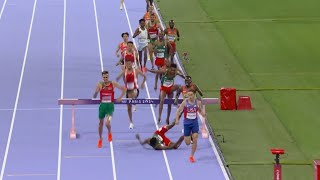 Soufiane El Bakkali Mens 3000m Steeplechase Final Lamecha Girma Injured Kenneth Rooks Olympic 2024 [upl. by Veronique]