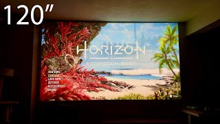 120” 4K HDR Gaming PS5  BenQ x3000i Gaming Projector Review [upl. by Hogle]