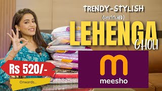 Festive special✨ MEESHO LEHNGA UNSTITCHED  Latest Collection  Honest review  gimaashi [upl. by Kennith224]