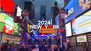 4K🇺🇸New York City🚕🗽 New Years Eve Times Square preparations🧨🎆🎉 Dec 30 2023 [upl. by Nacnud]