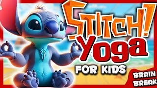 🔵STITCH YOGA🌸Calming yoga for kids🏖️ Lilo amp Stitch Summer Brain Break🧘🏽‍♀️Danny Go Noodle inspired [upl. by Yoshiko160]