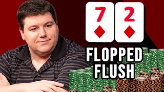 Flopping a FLUSH while playing the 72 GAME  Poker Hand of the Day presented by BetRivers [upl. by Eanert]