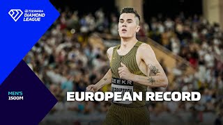 Jakob Ingebrigtsen sets new European RECORD in Monaco 1500m  Wanda Diamond League 2024 [upl. by Buine]