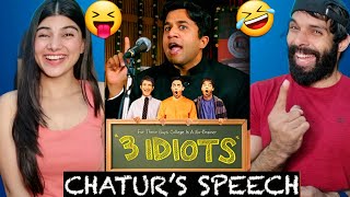 CHATURS SPEECH  Funny scene  3 Idiots  Aamir Khan  R Madhavan  Sharman Joshi  REACTION [upl. by Eelanaj]