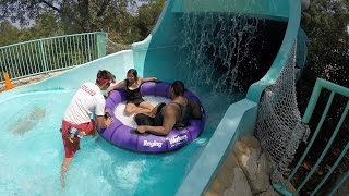 4k Neptunes Fury  Lights On  Raging Waters Water Park San Dimas California [upl. by Thurnau555]