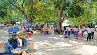 Street Food Tour in Takeo Province Cambodia  Pchum Ben Day at Pagoda Countryside Market [upl. by Araem]