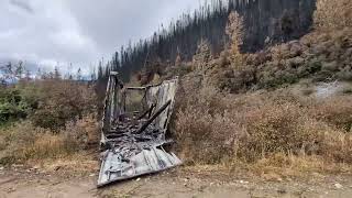 Wildfire damage to Cunningham Creek area near Wells and Barkerville BC [upl. by Leahcin]