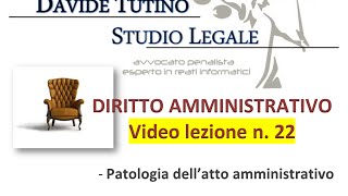 Diritto Amministrativo Video lezione n22  Patologia dell’atto amministrativo [upl. by Anesuza]