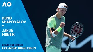 Denis Shapovalov v Jakub Mensik Extended Highlights  Australian Open 2024 First Round [upl. by Jerry]