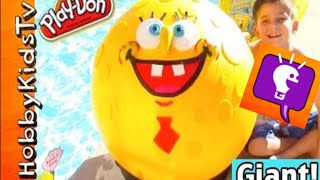 GIANT SpongeBob Round Face PlayDoh Egg Surprises by HobbyKidsTV [upl. by Okim]