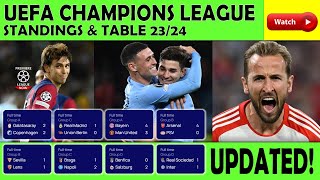 2023–2024 UEFA Champions League Standings Champions League Table Group Stage [upl. by Laurita]