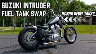 Suzuki Intruder Fuel Tank Swap With Honda Rebel Tank [upl. by Stacie985]