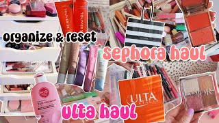 reset amp organize my makeup collection💄🎀 sephora haul ulta haul satisfying new storage ideas [upl. by Mochun153]