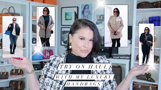 TRY ON HAUL WITH MY LUXURY HANDBAGS Jerusha Couture [upl. by Anaylil]