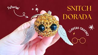 ⚡LLAVERO SUPER FACIL DE HARRY POTTER⚡Snitch Dorada  Tutorial Hebras Crochet [upl. by Yllus]