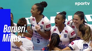 BARUERI 1 X 3 MINAS  MELHORES MOMENTOS  SUPERLIGA FEMININA DE VÔLEI  sportv [upl. by Htaeh]