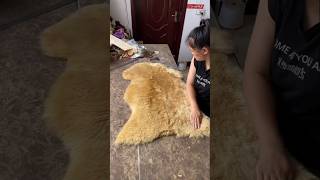 Mattres skang mat tatami mat home car petmat whole sheet sheep skin cutting process [upl. by Garth535]