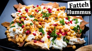 EASY FATTET HUMMUS RECIPE  Fatteh Hummus Recipe  Fattet Hummus with Yogurt and Crunchy Pita [upl. by Roux]