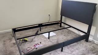 Allewie Full Size Bed Frame Platform Bed Frame with Upholstered Headboard Unboxing amp Setup [upl. by Remo229]