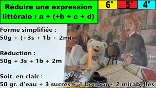 Initiation  Réduire une expression littérale avec «  » 6ème 5ème 4ème [upl. by Oreste]